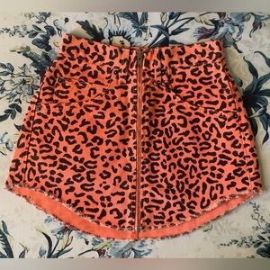 Orange Leopard Denim Zip Front Mini Skirt by Carmar for LF size 24